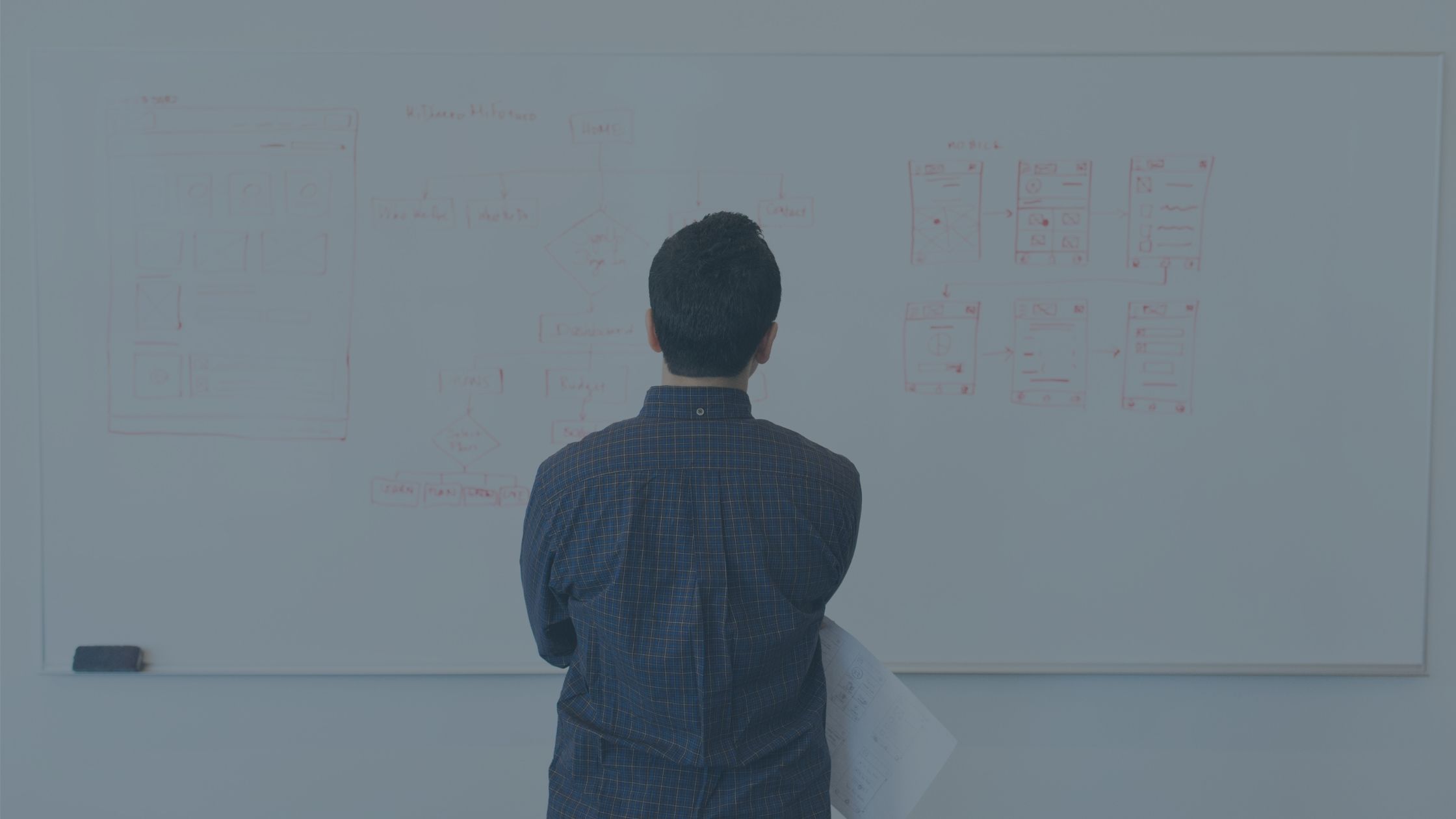 Man looking at the white board